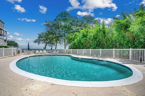 Make a splash in the huge community pool, where the marsh views are almost as refreshing as the water.