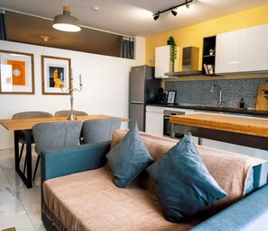 The Kitchen, Living and Dining Area