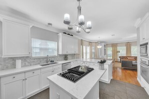 Indoors, Kitchen, Cooktop, Lamp, Sink