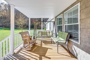 Front Deck | Single-Story Home | On-Site Creek