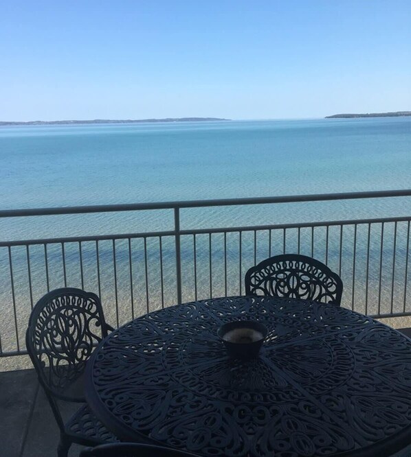 Spectacular views of East Grand Traverse Bay from the balcony.