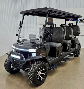 6 Person Golf Cart with radio, carplay, seat belts, light bar, back up camera