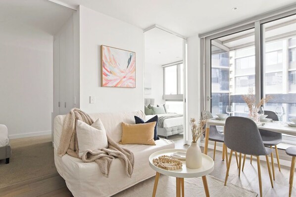 A cozy living and dining.