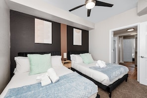 2nd bedroom with 2 double beds