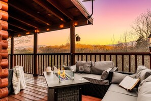 Relax outdoors while enjoying the fire table