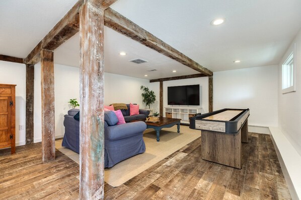 Downstairs Game Room with shuffleboard