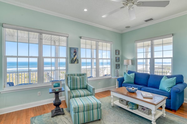 Take in the endless ocean views from the comfort of the spacious living room.