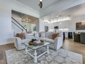Open and inviting living room full of natural light