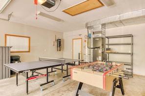 Get your competitive side going with ping pong and foosball in the garage!