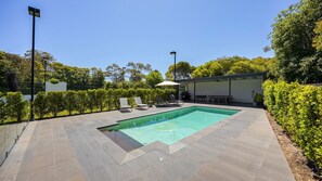 Solar heated pool and entertaining area 