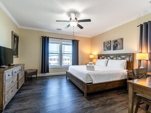 The master suite on the 3rd level with a king bed and ensuite bathroom.