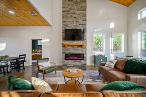 Curl up in the cozy living room & stream your favorites on the smart TV