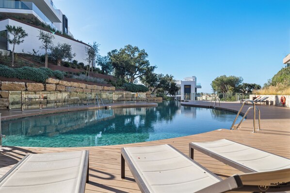 Unwind and relax at the communal pool.
