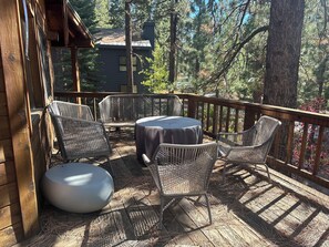 Front deck with grill and fire pit for summer evenings