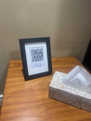 Scan QR code for wifi access.