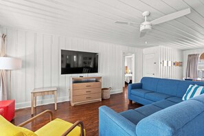 Featuring a pull-out couch for extra sleeping space and a Smart TV for all your entertainment needs. Perfect for relaxing after a day at the beach!