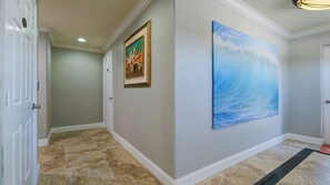 Elevator to unit and hall to patio