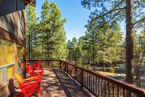 Wraparound Deck: Enjoy panoramic views, cozy seating, and a firepit.