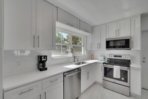 Freshly renovated kitchen with plenty of natural light