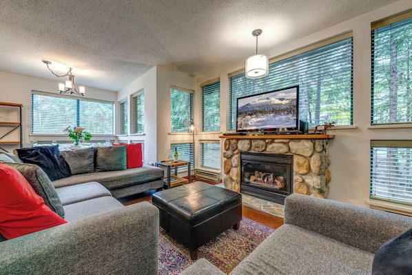 Living Room with TV and Gas Fireplace