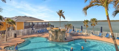As a guest, you'll enjoy the resort's heated lagoon-style pool, expansive sundeck and hot tub - all overlooking the Estero Bay.