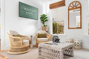 Professionally designed living room space with a Smart TV
