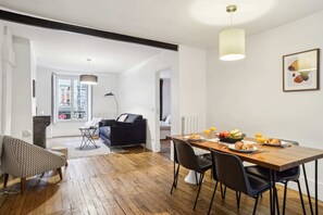 The open-plan living and dining area