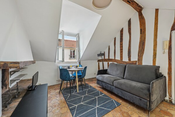 The open-plan living and dining area