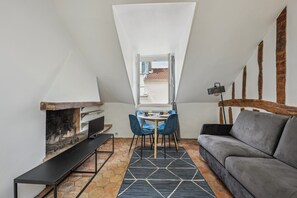 The open-plan living and dining area