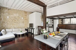 The open-plan living and dining area