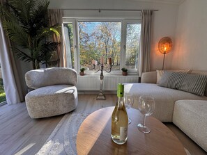 Livingroom facing the woods.