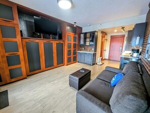 Living room with a large flat screen television
