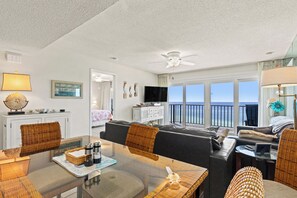 Living Room with Open Floorplan and Beachfront View