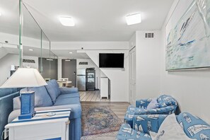 Open Floorplan with Sleeper Sofa and Chairs