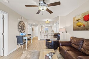 Living room with open floorplan.