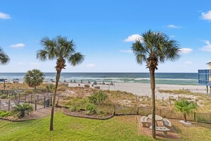 Beachfront balcony view.