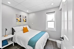 As you lie back on the queen bed, you are surrounded by elegant decor and a soothing color palette that calms the senses.