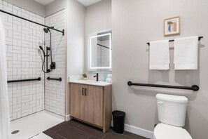 The bathroom is a private sanctuary, with a layout and features that make it the perfect place to rejuvenate.