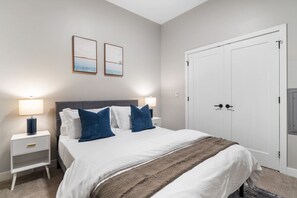 As you enter the bedroom, the comfortable bedding and peaceful atmosphere create the perfect retreat from the day.