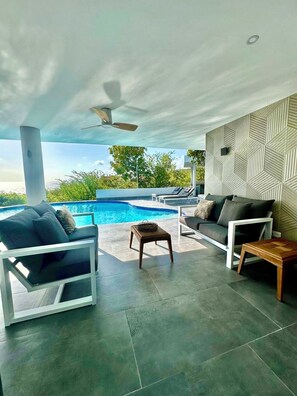 Large covered terrace for early coffee over looking pool/Ocean views, Ambience