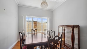 Enjoy family meals in this bright and charming dining area.
