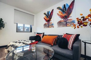 Stylish lounge with modern decor, perfect for socialising or relaxing
