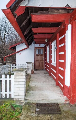 Rouge, Bois, Escaliers, Peindre, Dur, Porche, Daylighting