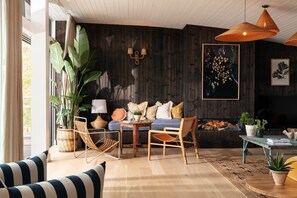 Living room at Winnow, The Village, Watergate bay, Cornwall, self catering with Beach Retreats.