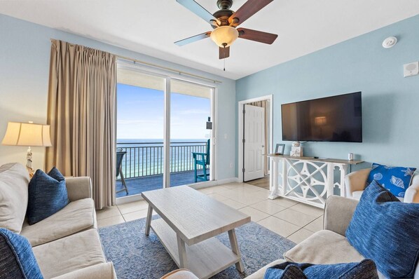 Living room with flat screen