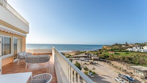 Savor your morning coffee or evening drinks with panoramic sea views. #OceanfrontLiving #BalconyGoals
