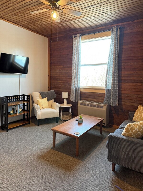 living room with white table