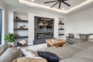 Living Room | 1st Floor | Electric Fireplace | Central Heat & A/C | Free WiFi