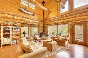 Living Room | Queen Sleeper Sofa | Smart TV | Wood-Burning Stove | 1st Floor