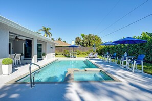 House Exterior | Heated Pool w/ Spa | Multiple Seating Areas